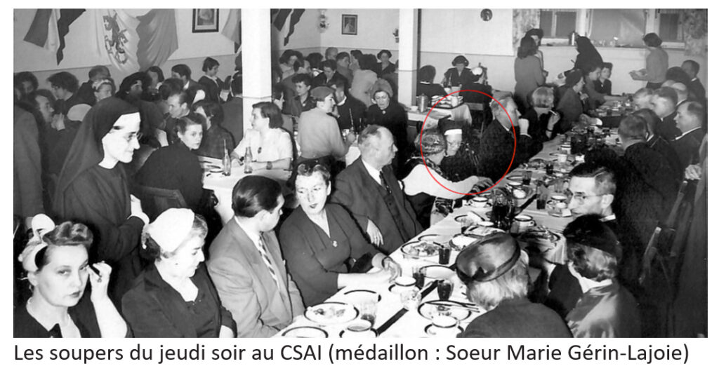 Les soupers du jeudi soir au CSAI (médaillon : Soeur Marie Gérin-Lajoie)